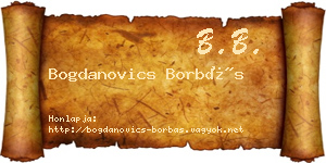 Bogdanovics Borbás névjegykártya